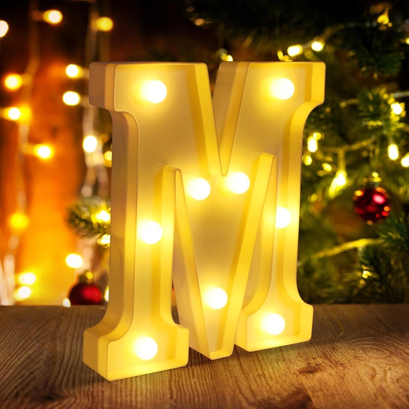 Funsky Light Up Letters M,LED Sign Marquee Letters 26 Alphabet for Party Birthday Name,Wedding,Christmas Decorations,Personalized Name Sign Letter for Centerpieces Table and Wall Decor - Image 1